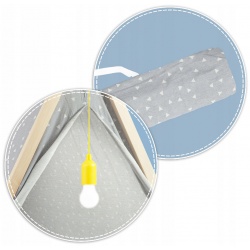 Namiot domek dla dzieci z naturalnego drewna i bawełny poduszki gruba mata lampka LED