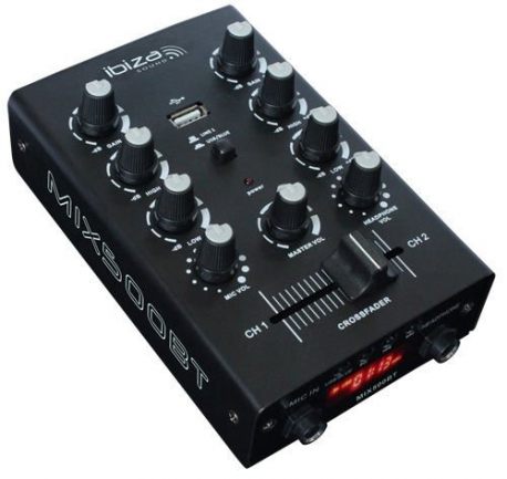 Mikser 2-kanałowy z USB Ibiza Sound dla DJ'a MIX500BT crossfader 2 Bluetooth