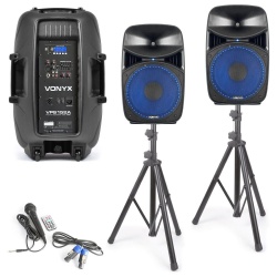 Aktywny zestaw kolumn Vonyx VPS152A 1000W + statywy mikrofon