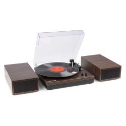 Gramofon z głośnikami RP165D zestaw stereo Bluetooth RCA klocki ciemne drewno