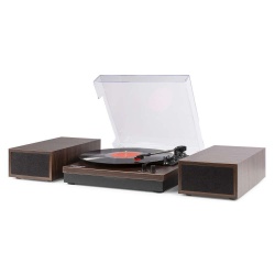 Gramofon z głośnikami RP165D zestaw stereo Bluetooth RCA klocki ciemne drewno