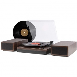 Gramofon z głośnikami RP165D zestaw stereo Bluetooth RCA klocki ciemne drewno
