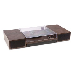 Gramofon z głośnikami RP165D zestaw stereo Bluetooth RCA klocki ciemne drewno