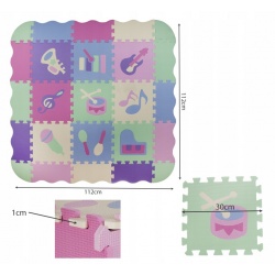 Puzzle piankowe gruba mata edukacyjna 30x30cm termiczna intrumenty muzyczne