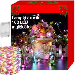 Lampki mikro ledowe 100 LED białe na baterie drucik dekoracyjne choinkowe