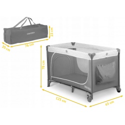 Łóżeczko turystyczne sładane 125x65x78 cm kojec odpinane boczne wejście przewijak organizer