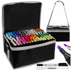 Markery pisaki dwustronne zestaw 168 sztuk kolorowe zakreślacze w walizce