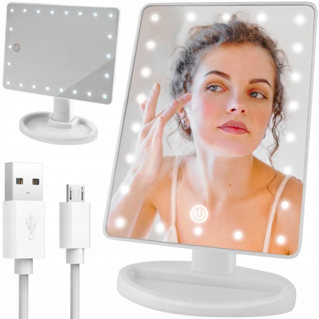 Podświetlane lusterko kosmetyczne ze ściemniaczem LED stojące do makijażu