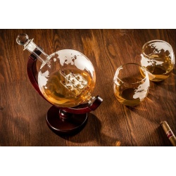 Zestaw do whisky szklana KARAFKA GLOBUS z grawerowanymi szklankami