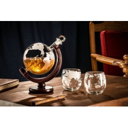 Zestaw do whisky szklana KARAFKA GLOBUS z grawerowanymi szklankami