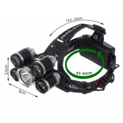 Latarka czołowa 5 x LED super jasne diody CREE czołówka 4 tryby świecenia