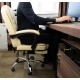 Fotel biurowy z podnóżkiem rozkładany skóra eko czarny beżowy leżanka TILT