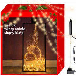 Lampki choinkowe anielski włos kurtyna sople druciki 200 LED na 10 włosach