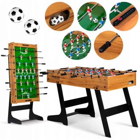 Stół do gry w piłkarzyki składany dwa liczniki bramek 120 x 60 x 80 cm piłkarzyków z najtrwalszego tworzywa