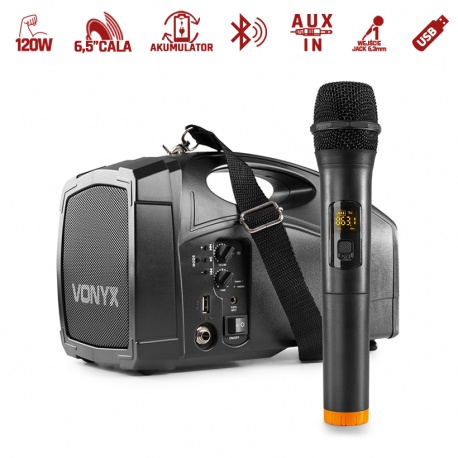 Mobilny zestaw nagłośnieniowy PA Vonyx ST014 z bezprzewodowym mikrofonem ręcznym