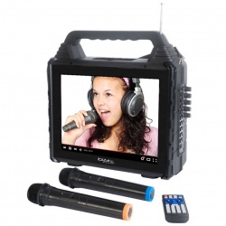 Mobilna kolumna karaoke z ekranem 2 mikrofony VHF KARAVISION Ibiza Sound