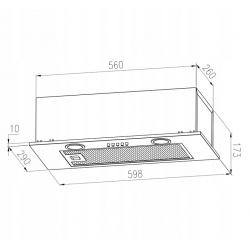 Okap kuchenny podszafkowy 60 cm do zabudowy INOX z oświetleniem LED