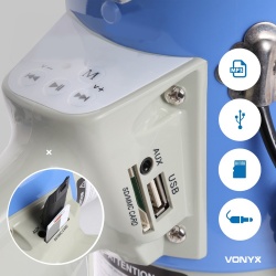 Mocny megafon z syreną USB SD odtwarzacz MP3 Bluetooth 55W Vonyx MEG055