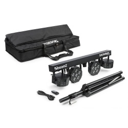 Kompletny akumulatorowy zestaw oświetleniowy SB02 Showbar - 2 x derby i 2 x par w zestawie ze statywem.