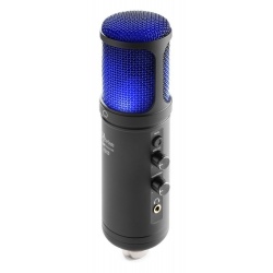Mikrofon studyjny USB Power Dynamics PCM120 ze statywem i oświetleniem