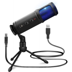 Mikrofon studyjny USB Power Dynamics PCM120 ze statywem i oświetleniem