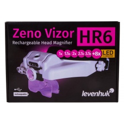Lupa nagłowna Levenhuk Zeno Vizor HR6 z akumulatorem rozmiar soczewki 100x43/30 mm oświetlenie LED