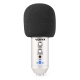 Mikrofon studyjny USB z echem i ramieniem Vonyx CMS320 biały czarny srebrny