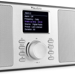 Stereofoniczne radio Monza Audizio tuner DAB+ białe czarne srebrne radioodbiornik