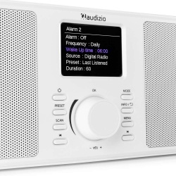 Stereofoniczne radio Monza Audizio tuner DAB+ białe czarne srebrne radioodbiornik