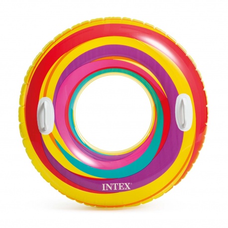 Dmuchane koło do pływania 91cm z uchwytami kolorowe paski INTEX 59256
