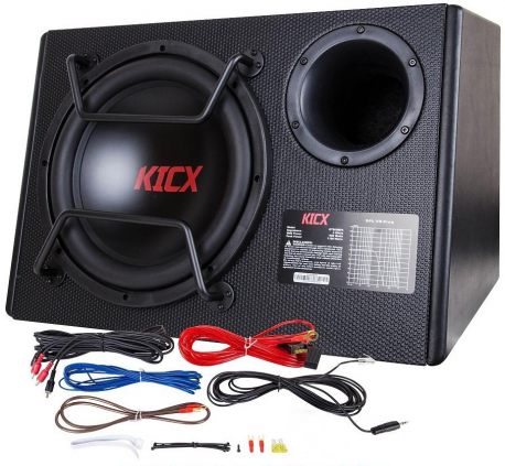 Aktywny subwoofer do samochodu KICX GT500BPA 500W komplet przewodów