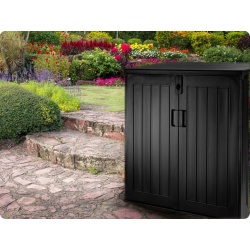 Schowek ogrodowy 116 x 71 x 112,5 cm domek narzędziowy skrzynia o pojemności 775L udźwig 200 kg