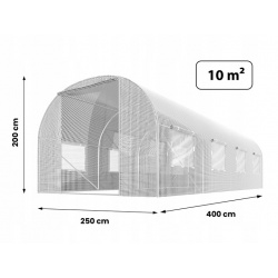 Folia zamiennik na tunel ogrodowy szklarnie 400 x 250 x 200 cm z oknami 10m2