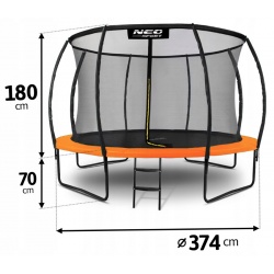 Trampolina ogrodowa profilowana Neo-Sport 12ft 374cm z siatką wewnętrzną drabinką