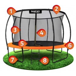 Trampolina ogrodowa profilowana Neo-Sport 12ft 374cm z siatką wewnętrzną drabinką