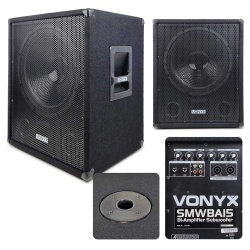 Subwoofer aktywny Bi-Amp Vonyx SMWBA15 wzmacniacz 2 x 150W