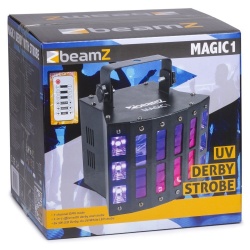 Efekt świetlny reflektor UV Ibiza Derby-UV-Strobe 3-in-1 stroboskop BeamZ Magic1
