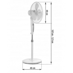 Duży wentylator stojący 40 cm wiatrak podłogowy pilot biały