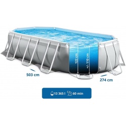 Basen ogrodowy owalny 503 x 274 x 122 cm 21w1 INTEX 26796 szary