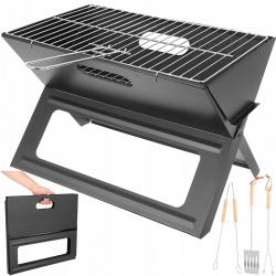Grill ogrodowy składany przenośny z rączką przybory grillowe