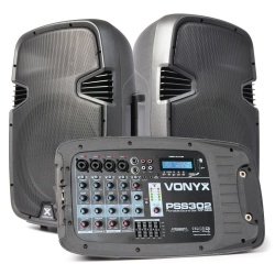 Zestaw nagłośnieniowy PSS302 300W Vonyx dwie kolumny stojak mikrofon