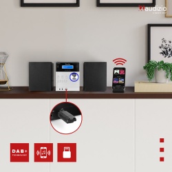 Mikrowieża Metz HiFi Audizio Tuner DAB FM odtwarzacz MP3 z USB