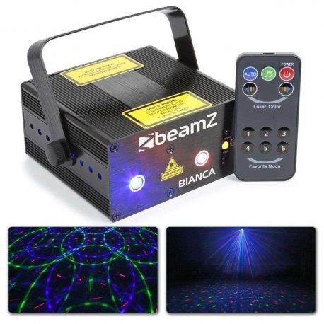 Laser podwójny RGB z GOBO BeamZ Bianca z pilotem