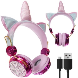 Słuchawki bezprzewodowe jednorożec dla dzieci uszy BLUETOOTH
