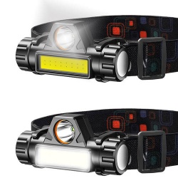 Mocno świecąca latarka czołowa czołówka LED USB COB na magnes