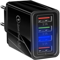 Szybka ładowarka sieciowa 4x USB 3.0 Quick Charge do smartfona