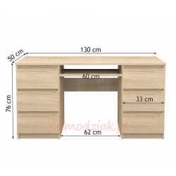 Biurko do lekcji 130cm z półką na klawiaturę 6 szuflad BRUNON 6S130