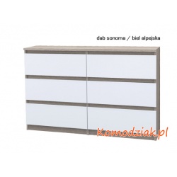 Komoda do pokoju 6 szuflad szerokość 140cm bez uchwytów TIMEA 6S140