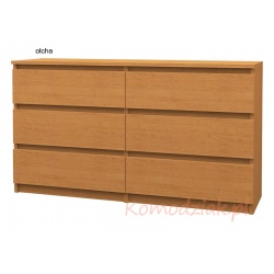 Komoda do pokoju 6 szuflad szerokość 140cm bez uchwytów TIMEA 6S140