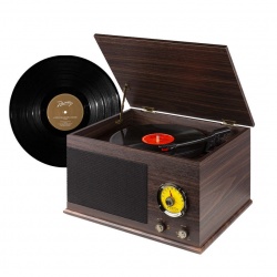 Gramofon z głośnikami Vintage USB, BT, FM drewno RP173 Fenton